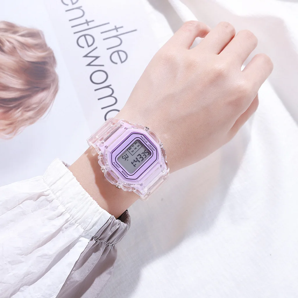 Moda crianças relógio simples led digital relógio casual transparente esporte relógio eletrônico meninos meninas relógio luminoso montre enfant