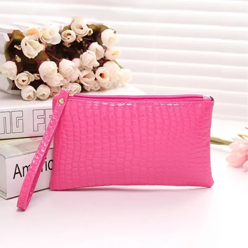 Nueva cartera larga de PU con patrón de cocodrilo para mujer, monedero de grano de Litchi, bolso para mujer, bolsos de muñeca con cremallera, bolsillo para teléfono, tarjetero