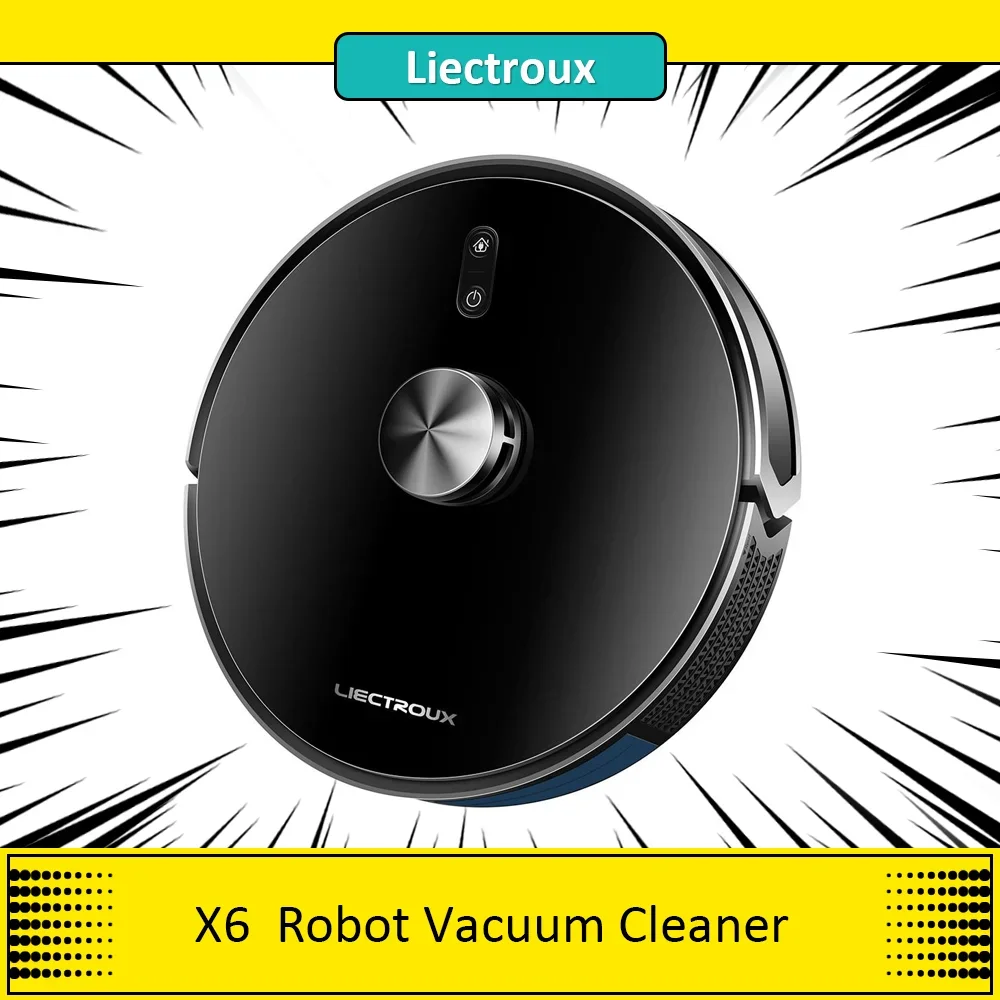 Liectroux X6 LDS Staubsaugerroboter, Laser Lidar Navigation, Nass- und Trockenkombination, 6500Pa Saugkraft, Multi-Floor Map, Y-Form Nasswischen, Turbo Boosting Teppichreinigung, APP No-Go Zone, Selektiver Bereich