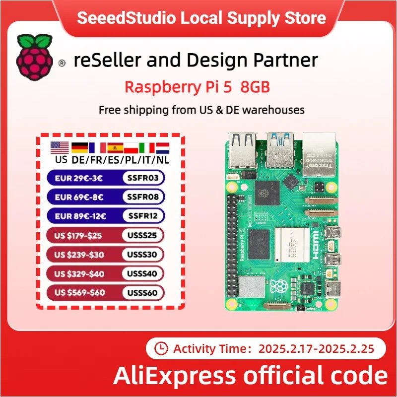Raspberry Pi5 8 GB Laptop, Raspberry Pi 5 MIni-PC-Computer, 2,4 GHz 64-Bit-Quad-Core-Arm Cortex-A76, Bluetooth5.0, BLE Wireless