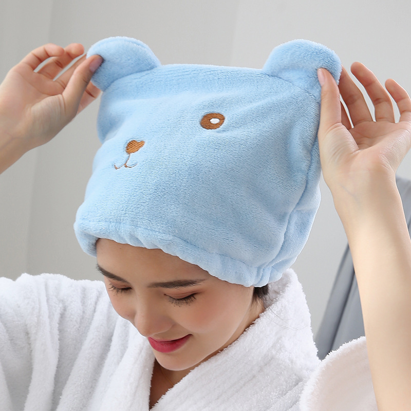 Śliczne włosy ręcznik do suszenia niedźwiedź suche włosy kapelusz śliczny łazienka turban woda-suche włosy kapelusz dla kobiet szybkoschnący materiał