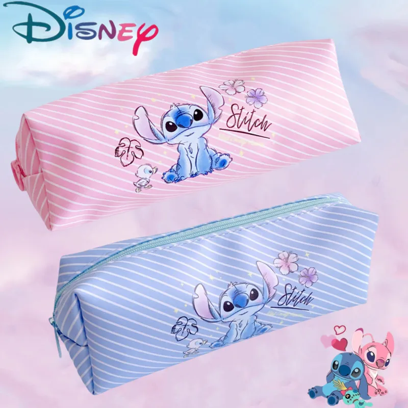 Estuche para lápices de Anime Stitch de Disney, bolsa para bolígrafos con estampado de puntos, bolsa de almacenamiento para estudiantes de dibujos animados, papelería, juguete para niños, regalo de Navidad para estudiantes