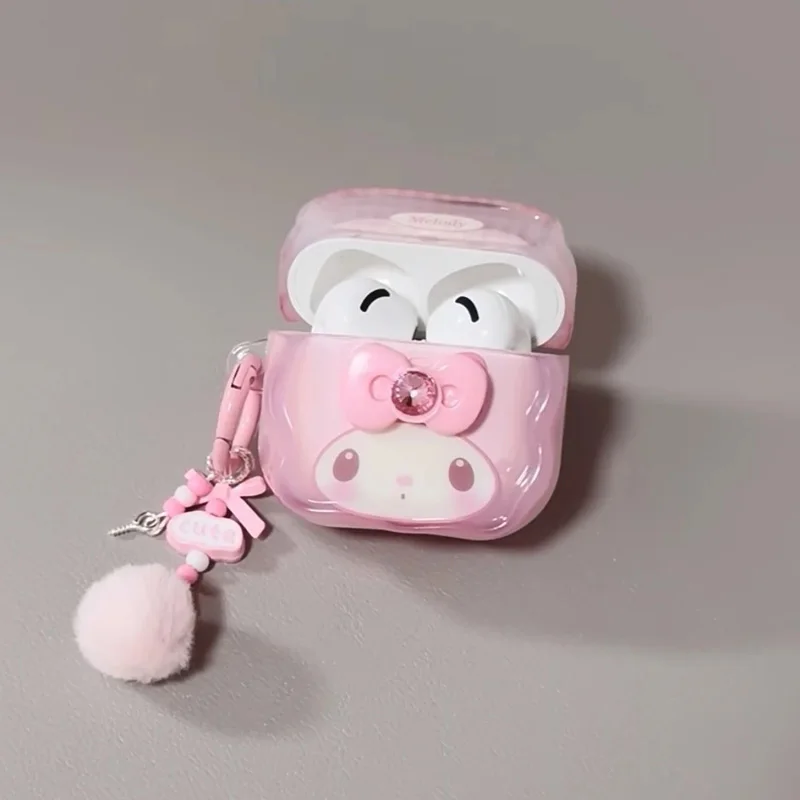 Hello Kitty Protective Case for Apple AirPods 1 2 3 4 Bluetooth Earphone Case, Suitable for AirPods Pro 2 Case, with Keychain