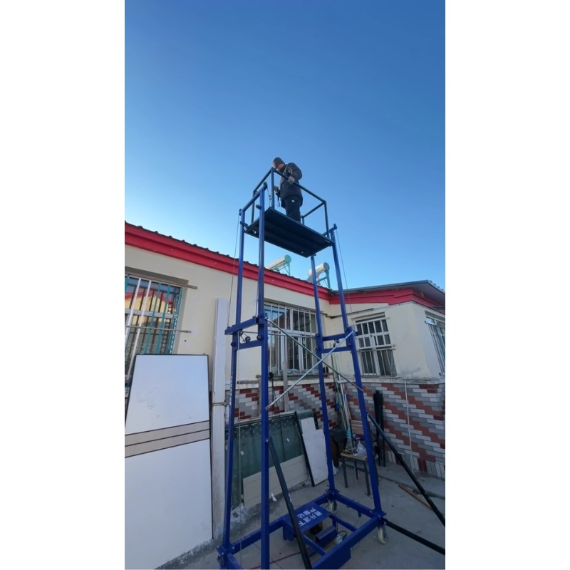 Electric mobile scaffolding cargo elevator remote control home construction decoration lift folding automatic lifting platform