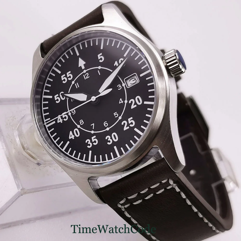 Tandorio NH35A Diver Herren-Automatikuhr, 39 mm, 200 m wasserdicht, Datum, Saphirglas, Leder-/Gummiarmband