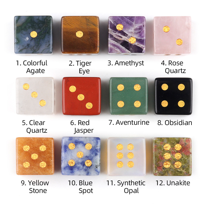 6 st 1.6 cm natuursteen amethist dobbelstenen Agaat tijgeroog steen deeltje Raad het aantal punten groothandel