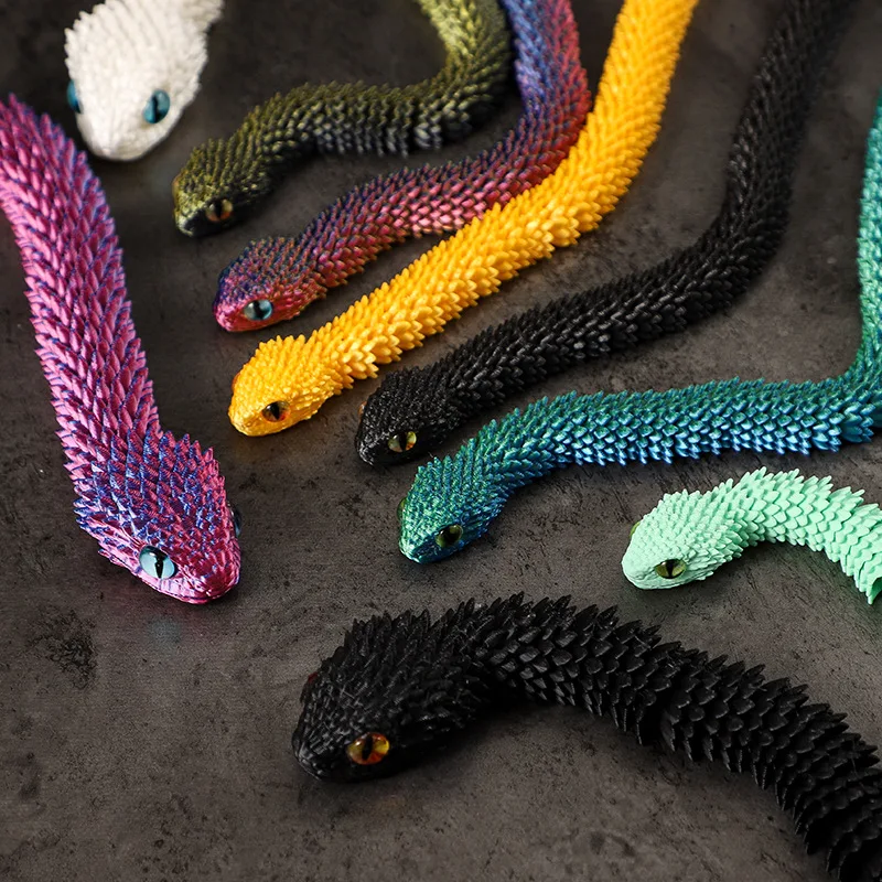 3D Printed Snake Movable Joint Fidget Toy Figurine Simulation Snake Office Desktop Ornament Gifts Crafts Figurines Miniatures
