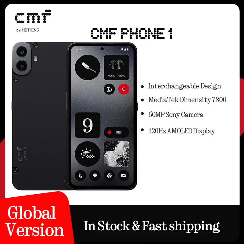 Global Version CMF โทรศัพท์ 1 6.67 นิ้วจอแสดงผล AMOLED 120Hz Mediatek ขนาด 7300 5G 50MP 5000 mAh IP52 33W Fast CHARGING Phone1