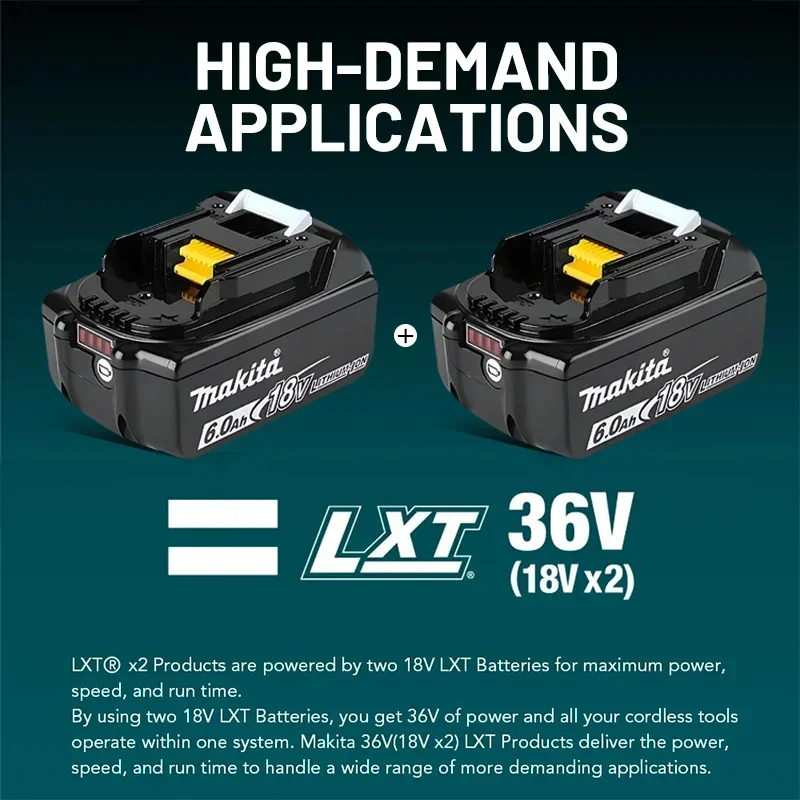 100% original Makita battery, 18V 6.0Ah rechargeable battery, replacing Makita BL1830BL1840BL1850BL1860B, power tool battery