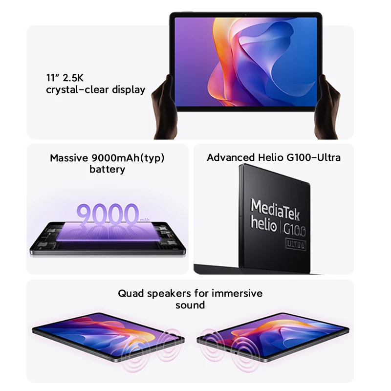 Global version Xiaomi Redmi Pad 2  Advanced Helio G100-Ultra 11" 2.5K crystal-clear display 9000mAh battery 18W fast charging