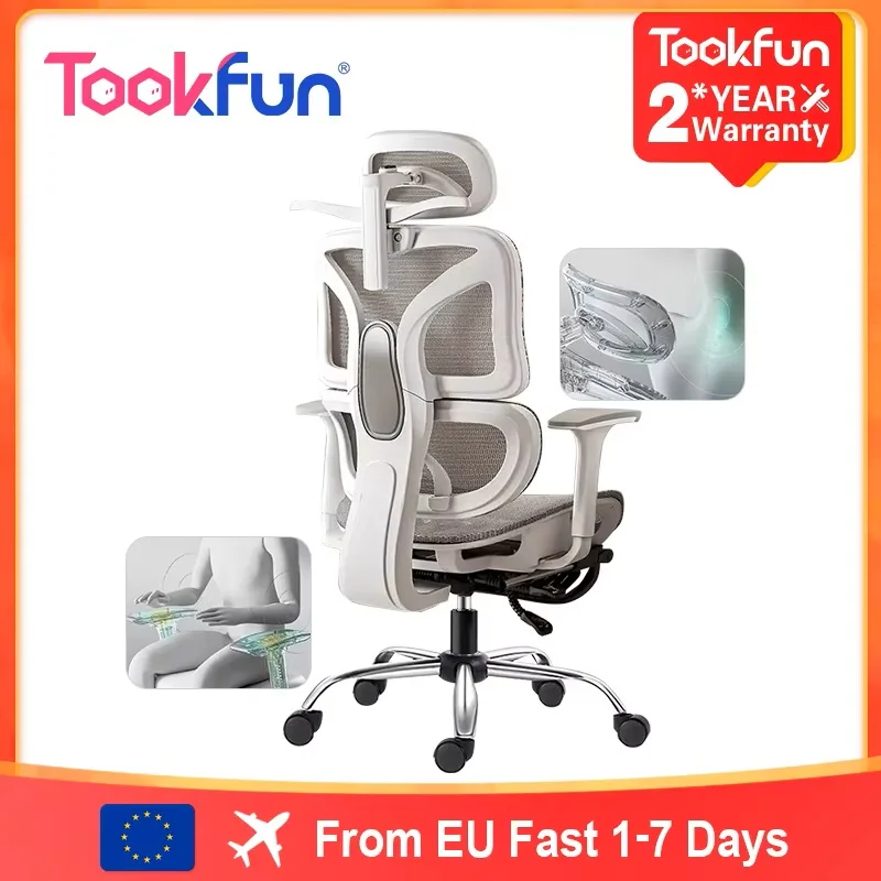 Tookfun-silla ergonómica con soporte para cintura, asiento para juegos de ordenador, silla de oficina, silla giratoria, muebles para el hogar, reposacabezas 3D, reposabrazos 4D