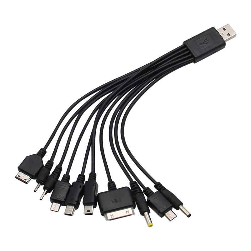 Câble de chargeur de téléphone portable universel USB vers prise multiple 10 à 1 câble USB pour Samsung Xiaomi Huawei Google câble de chargeur OPPO Vivo