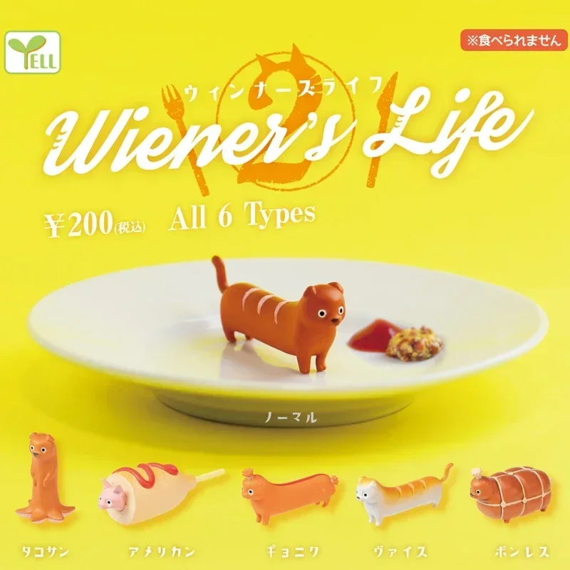 Gashapon gacha cápsula brinquedo salsicha cães vida florescendo salsicha carne assada pão animal ornamentos de mesa crianças presentes