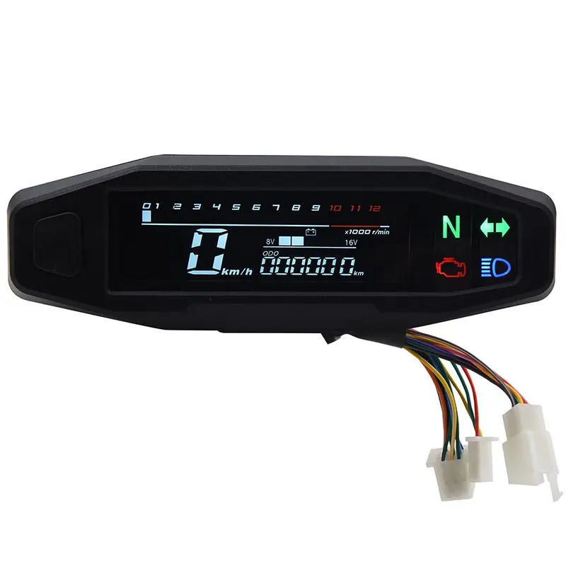 Universal รถจักรยานยนต์ดิจิตอล Speedometer มาตรวัดน้ํามัน TACHOMETER เมตร Cluster TURN ไฟสัญญาณ