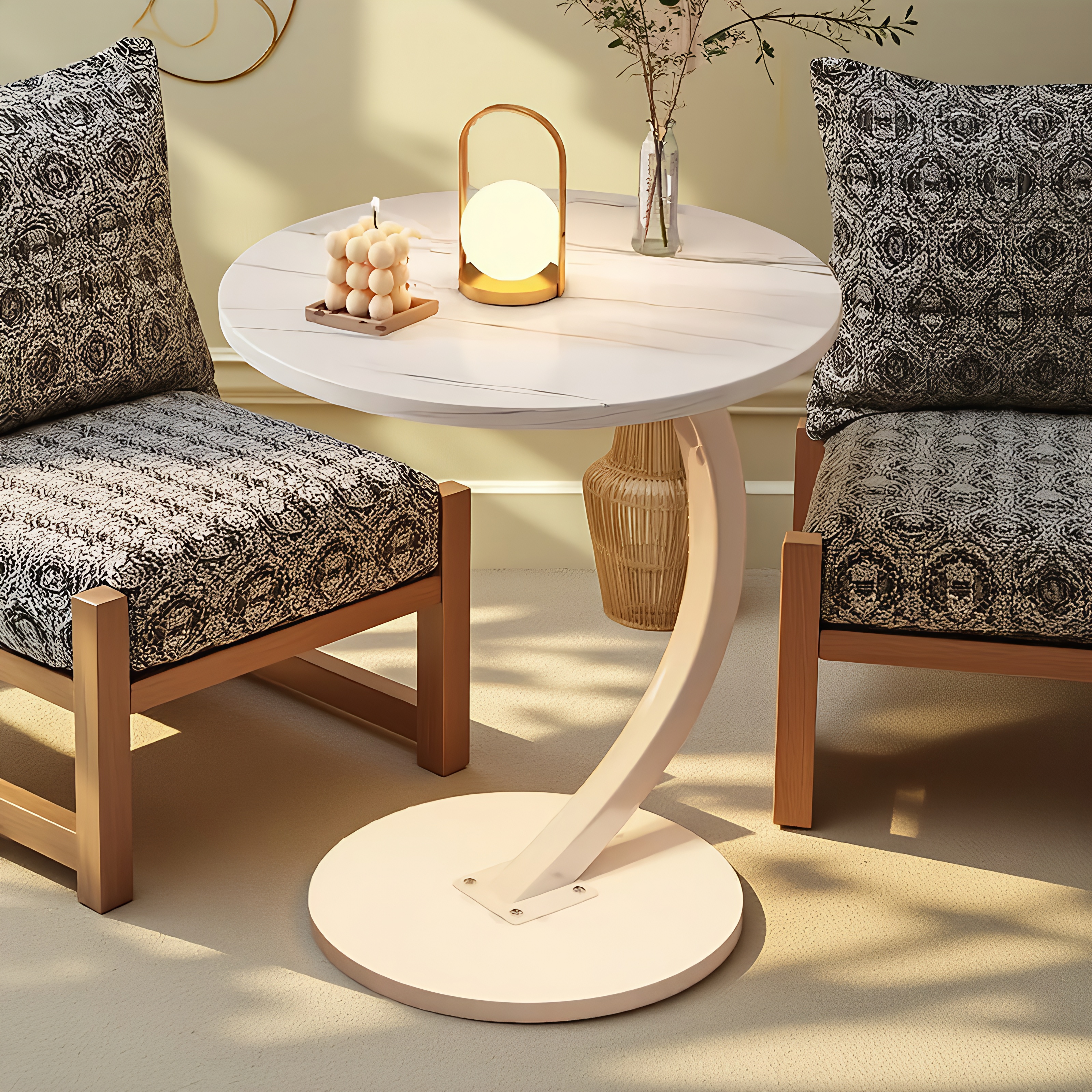 Centre de table basse de salon moderne, mini table basse d'appoint au sol rond – Meubles de salon peu encombrants pour la maison