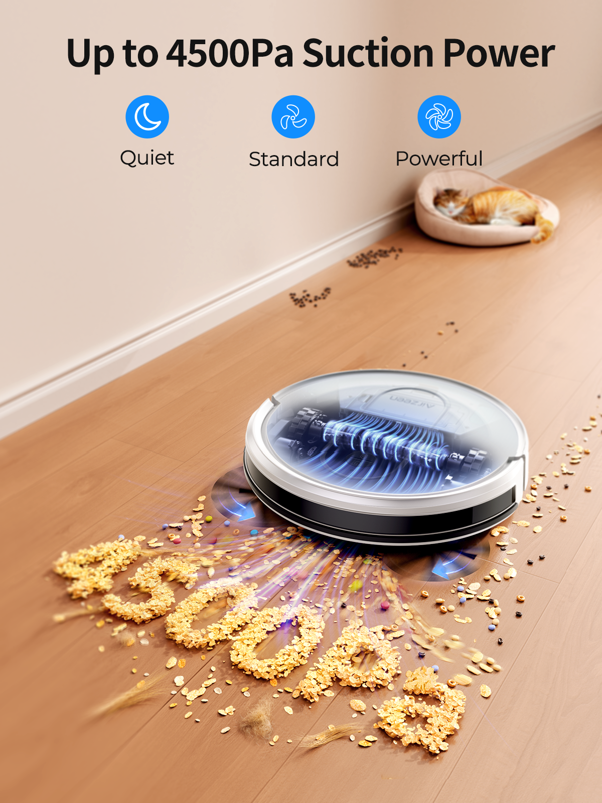 Laresar P10 Aspirateur Robot et Serpillère, Aspiration de 4500Pa, Contrôle via APP, Carte Planifiée avec Gyroscope Intelligent pour Sols et Tapis à Domicile Sans Fil