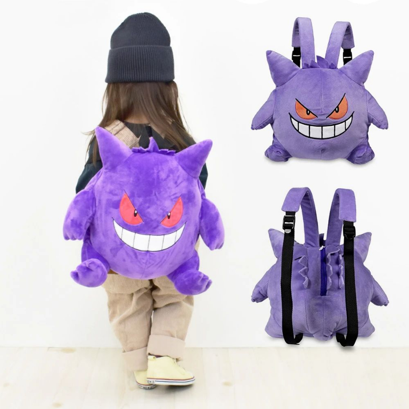 Pequeno monstro dos desenhos animados roxo mochila de pelúcia personalidade grande capacidade tridimensional estudante mochila bonito anime