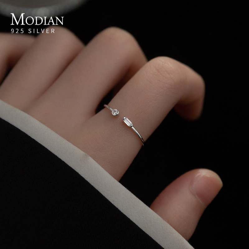 Modian Echt 925 Sterling Silber Einfache Dünne Klare CZ Finger Ringe Einstellbare 14 K Gold Ring Für Frauen Hochzeit Schmuck geschenke