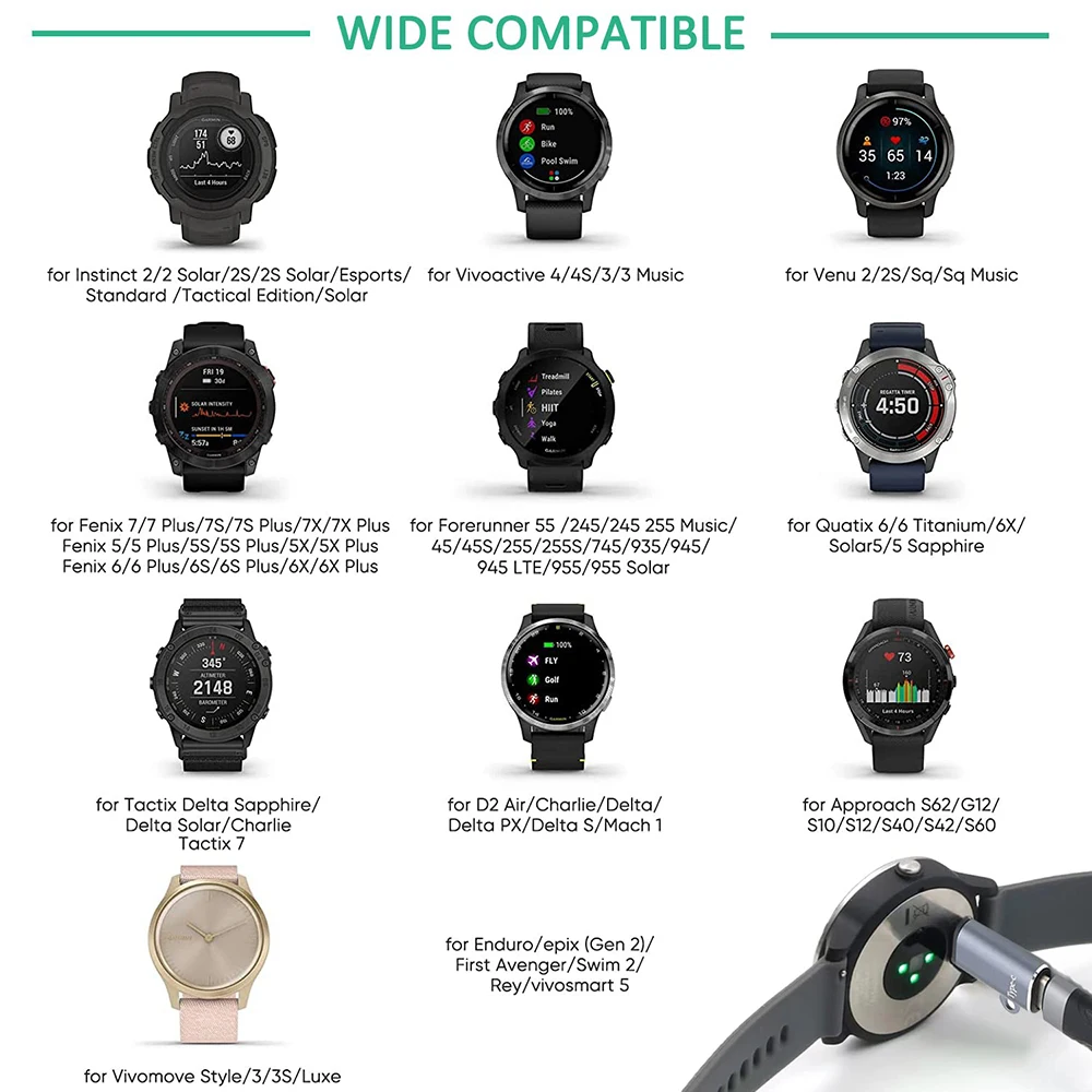 Портативный адаптер для зарядки Type C/Micro USB/iOS для Garmin Fenix ​​7 7S 7X 6 6S 6X 5 5S 5X Venu 2 2S, зарядное устройство для смарт-часов