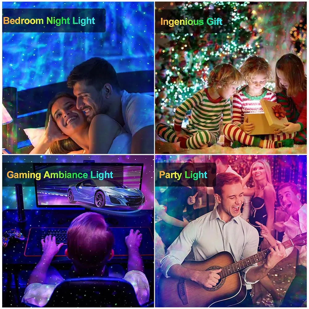Starry Projector Galaxy Night Light waterwave Effect PROJECTION Lamp SPEAKER with REMOTE CONTROL for Decoration Birthday gifts