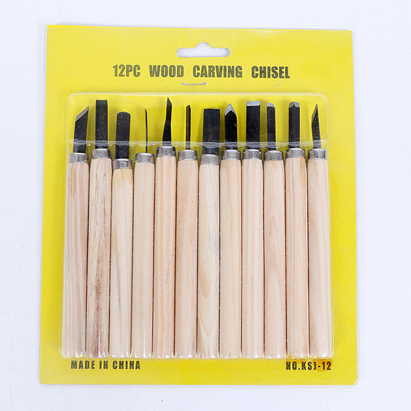 Ensemble de ciseaux à découper le bois, pour une coupe de base et un travail du bois détaillé, outils manuels de bricolage, Kit de couteaux à Gouges 12 pièces