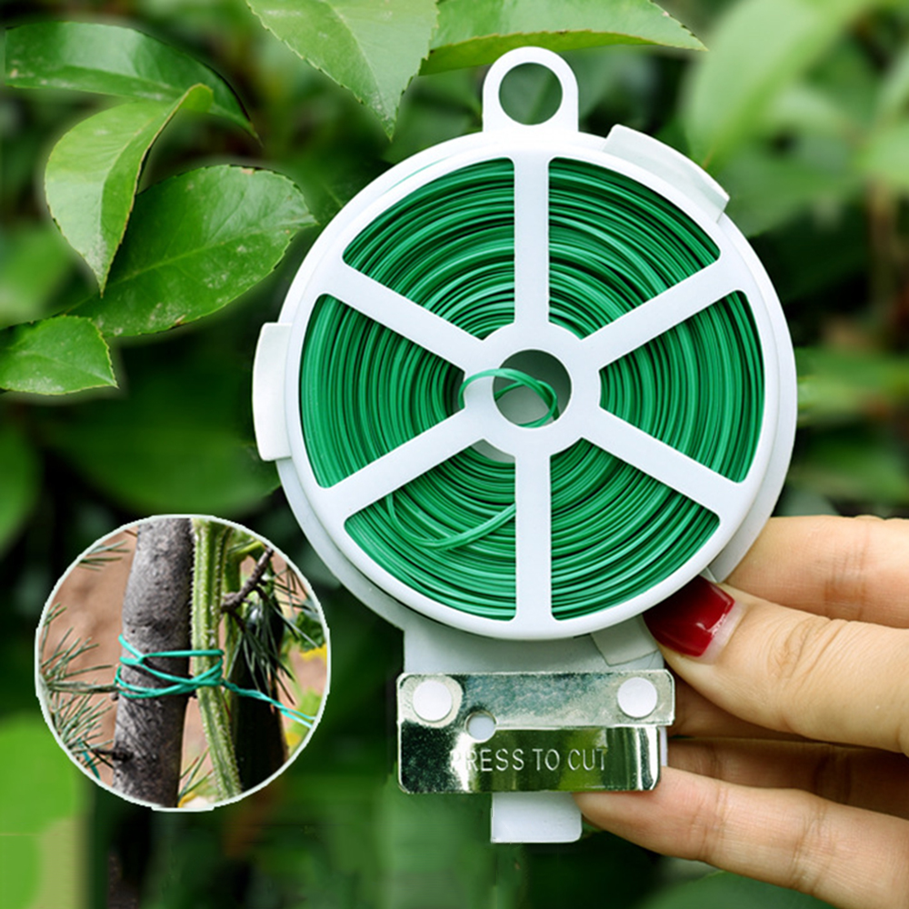 1 ม้วน 100M มัลติฟังก์ชั่พลาสติกเหล็ก Twist Tie ทนทานนํากลับมาใช้ใหม่สวนดอกไม้สนับสนุนสายรัด Tie