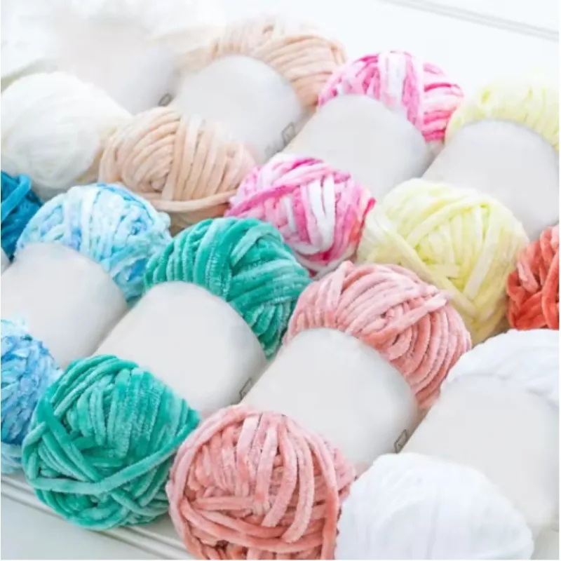 1 Stück 100 g superweiche Samtwolle, grobes Strickgarn, Materialpaket, handgewebtes Hut-Schal-Kissen