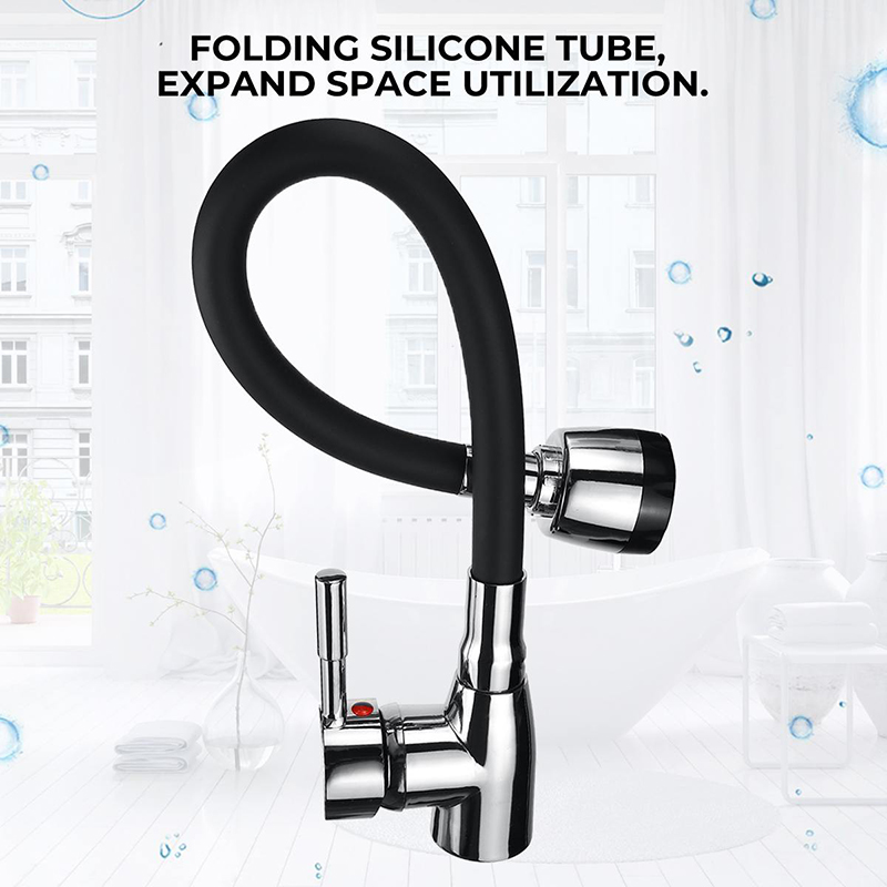 360Rotating Flexible Kitchen Basin Faucet Single Handle Polished Chrome Black Cold and Hot Water Mixer Tap Torneira Deck Mounted