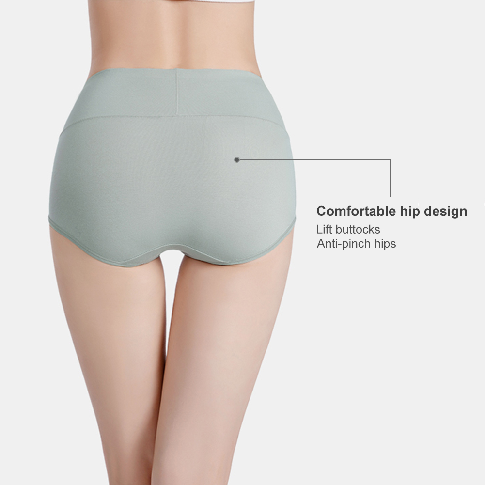 Комплект из 5 женских хлопковых нижнего белья с высокой талией — контроль живота и подтяжка ягодиц, графеновый антибактериальный, дышащий комфорт, без езды