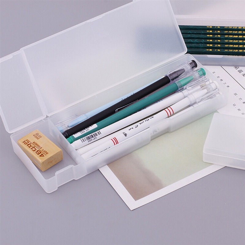 Estuche de plástico transparente Kawaii para lápices, caja de bolígrafos encantadora para regalo de niños, suministros escolares de oficina, materiales de papelería