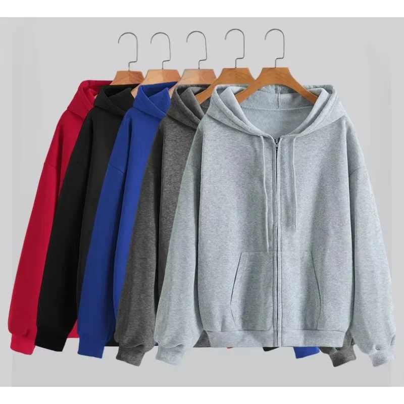 2025 sudaderas con capucha de lana con cremallera para mujer, sudaderas deportivas para correr, chaquetas clásicas informales con cremallera a la moda para mujer, ropa informal estilo Hip Hop Y2k