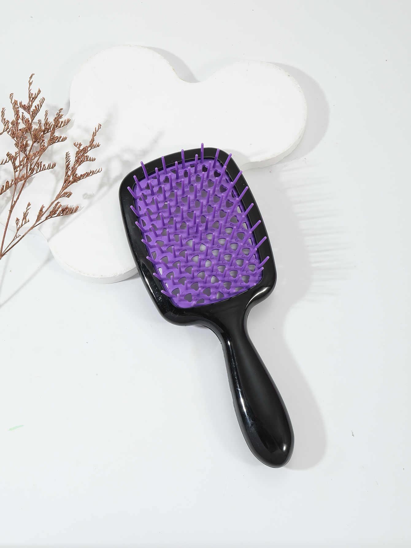 Peine de pelo enredado antiestático, cepillo de masaje para el cabello, cepillo de pelo rizado calado, herramientas de salón, 1 unidad