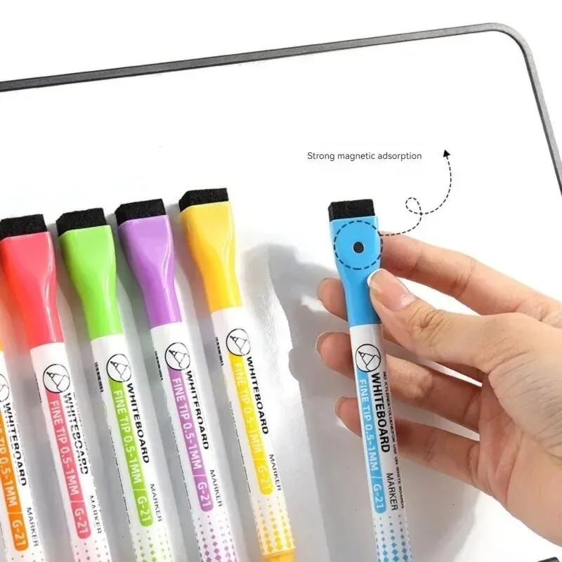 8 สี 0.5 มม.Magnetic DRY ERASE Markers ไวท์บอร์ด MARKER ปากกาสํานักงานโรงเรียนสีขาว BOARD เครื่องเขียน Extra Fine TIP ปากกาสี