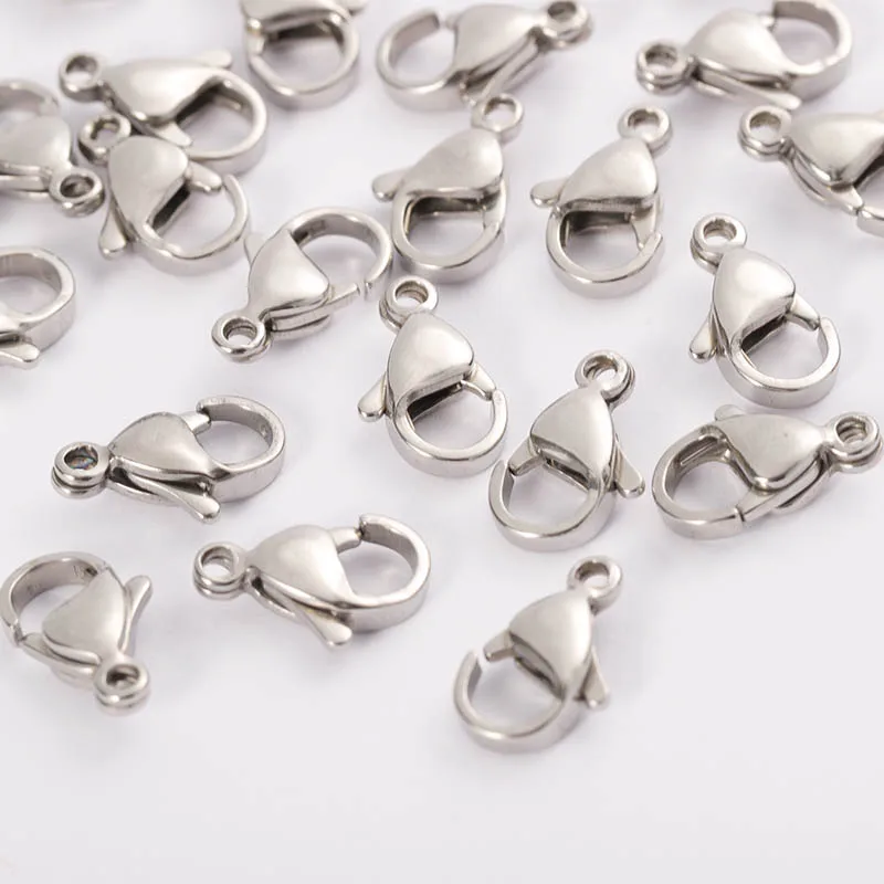 20 ชิ้น/ล็อต 9-15 มม.สแตนเลส Clasps กุ้งก้ามกรามสําหรับเครื่องประดับทําผลอุปกรณ์เสริม
