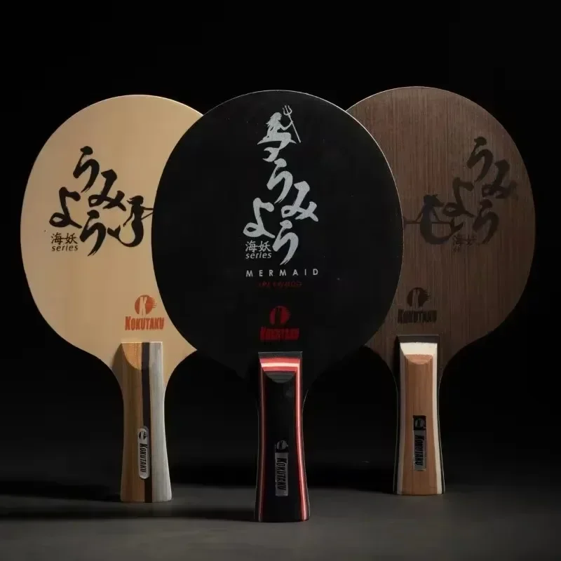 Pala de tenis de mesa de 5 capas de madera de carbono negro puro, mango corto y largo, pala de ping pong ofensiva para entrenamiento y competición