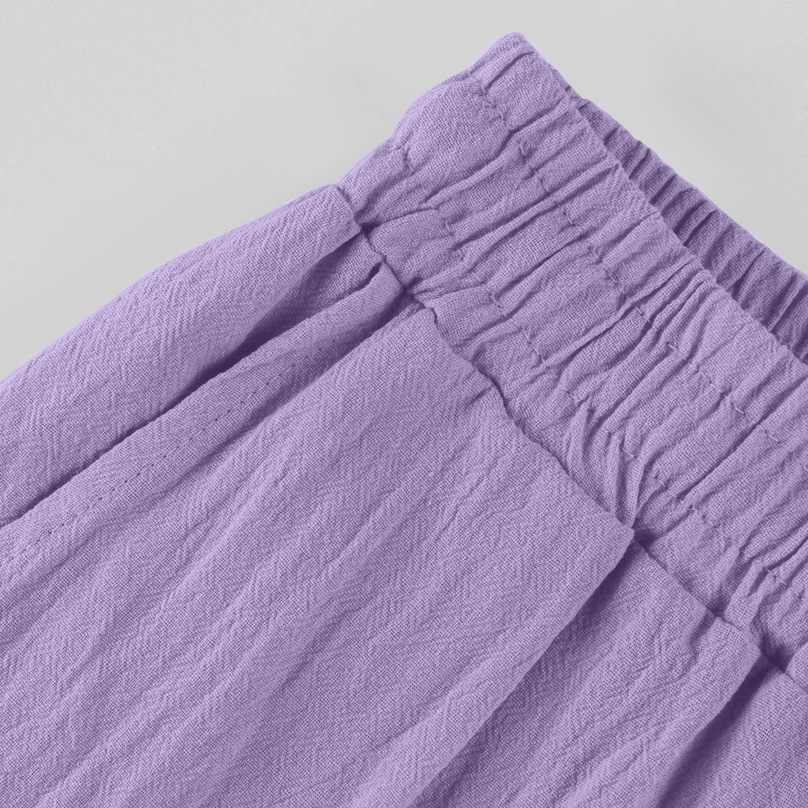 Calça feminina verão cintura elástica cor sólida algodão e linho perna larga solta calças de nove pontos para mulheres calças femininas