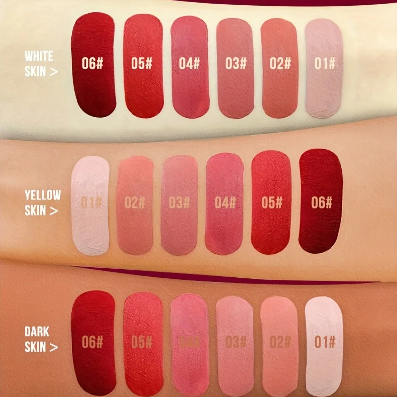 6 เฉดสี High Shiny Lip Gloss ลิปสติก Vivid High Pigment ลิปสติก, Long Lasting Moisturizing Non-Sticky Finish Water Lip Tint
