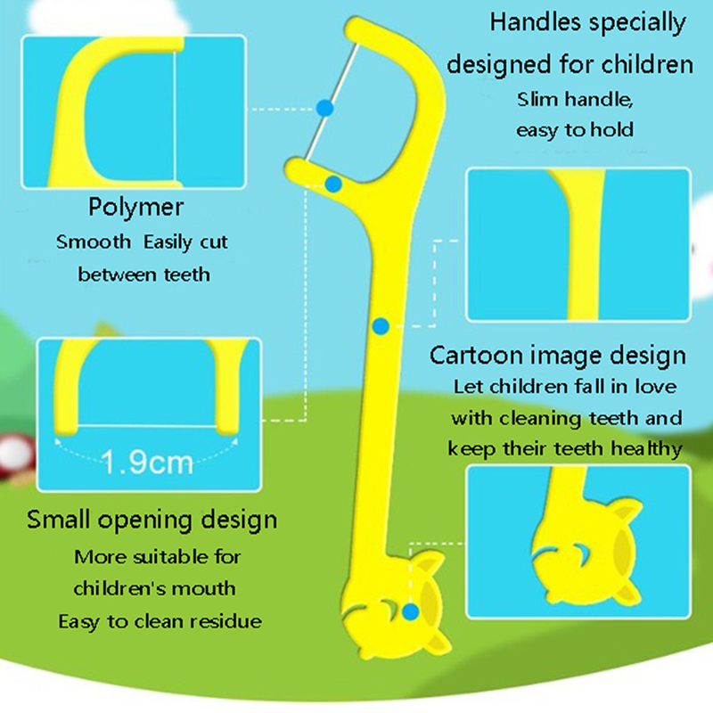 Childrens Dental Floss 96 Sticks Barrel Colored Floss For Children Cure Dent Teeth Cleaning Orthodontic Interdental Pick