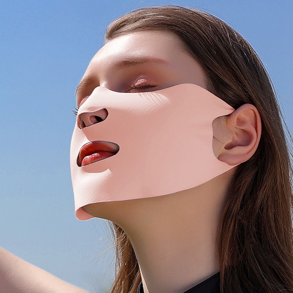 Para mulheres lenços de rosto cor sólida para homens caminhadas anti-uv rosto capa de seda gelo lenço protetor solar véu protetor solar máscara