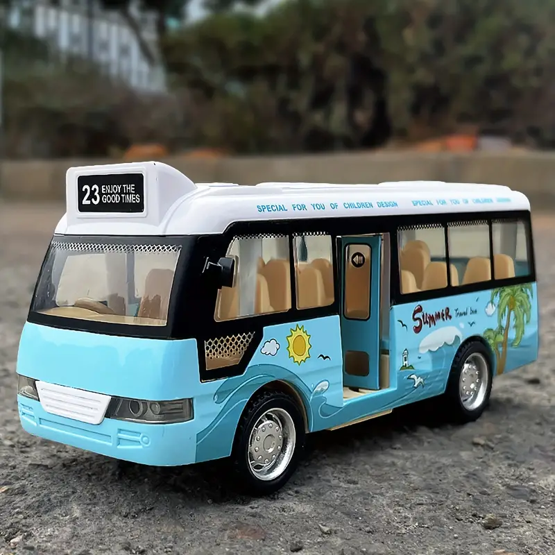 Ônibus da cidade brinquedos carros para crianças carros para meninos meninas puxar para trás jogar veículo modelo de ônibus com som iluminado e portas abertas