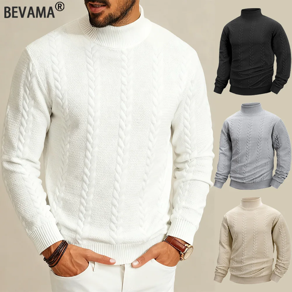 Herbst Casual Langarm Pullover Rollkragen für Alte Geld Stil Einfarbig Gestrickte Jacquard Rundhals Pullover Männliche Kleidung