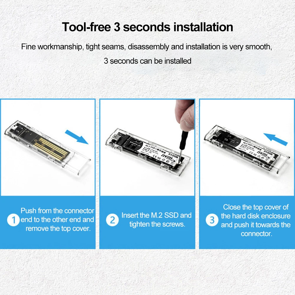 M.2 NGFF/NVME to USB3.0 Mobile Hard Disk Case SATA SSD Type-C 5Gbps Enclosure Adapter