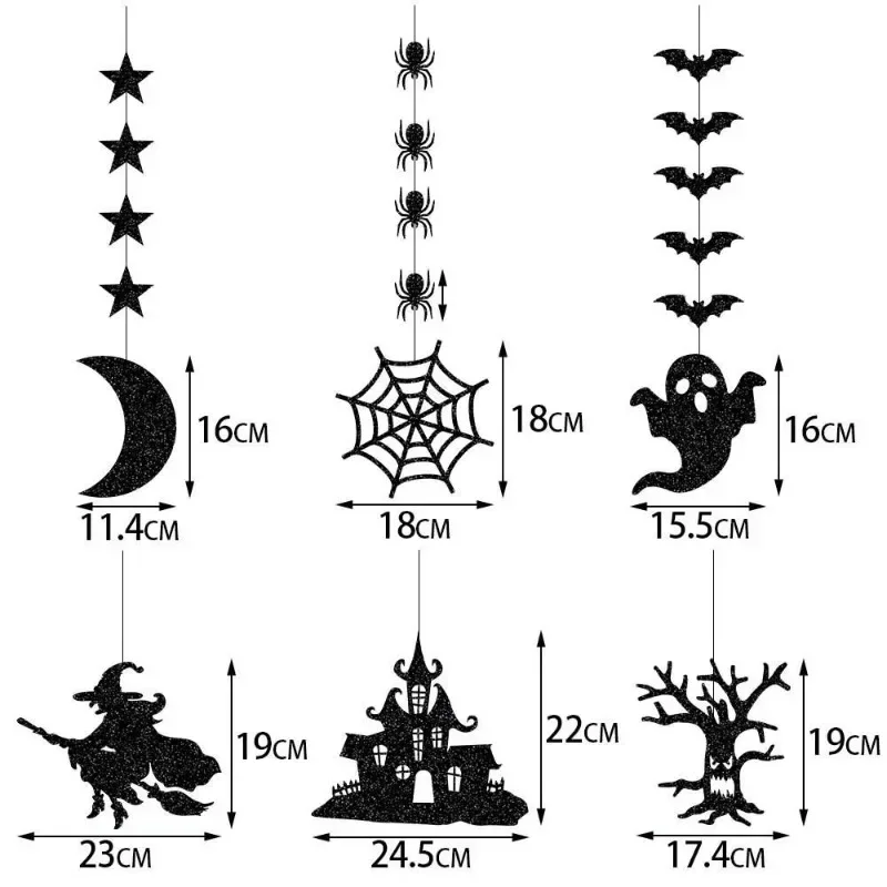6ชิ้นป้ายแขวนสำหรับวันฮาโลวีนพวงมาลัยผีแม่มดแมงมุมน่ากลัวเครื่องประดับจี้ค้างคาวของตกแต่งงานปาร์ตี้ฮาโลวีนมีความสุขสำหรับบ้าน