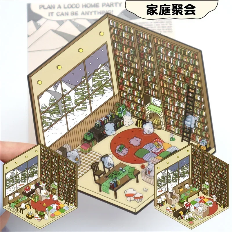 3D สติกเกอร์ DIY Cabin ฉากซ้อนและวางสามมิติบัญชีมือของขวัญเด็กเด็กนักเรียนความเครียดบรรเทา
