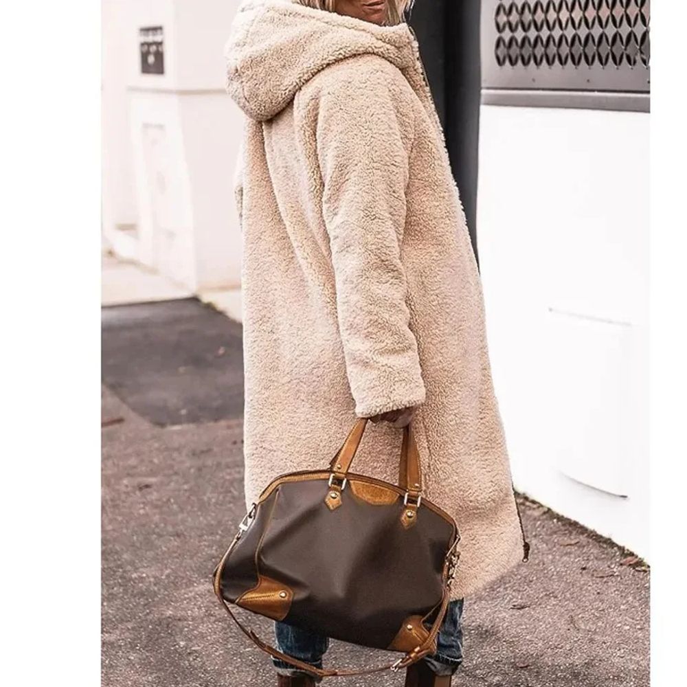 Gewatteerde winterjas met capuchon voor dames Effen omkeerbaar Dikke jas met lange mouwen Warme mode Lange bovenkleding Casual pufferjassen