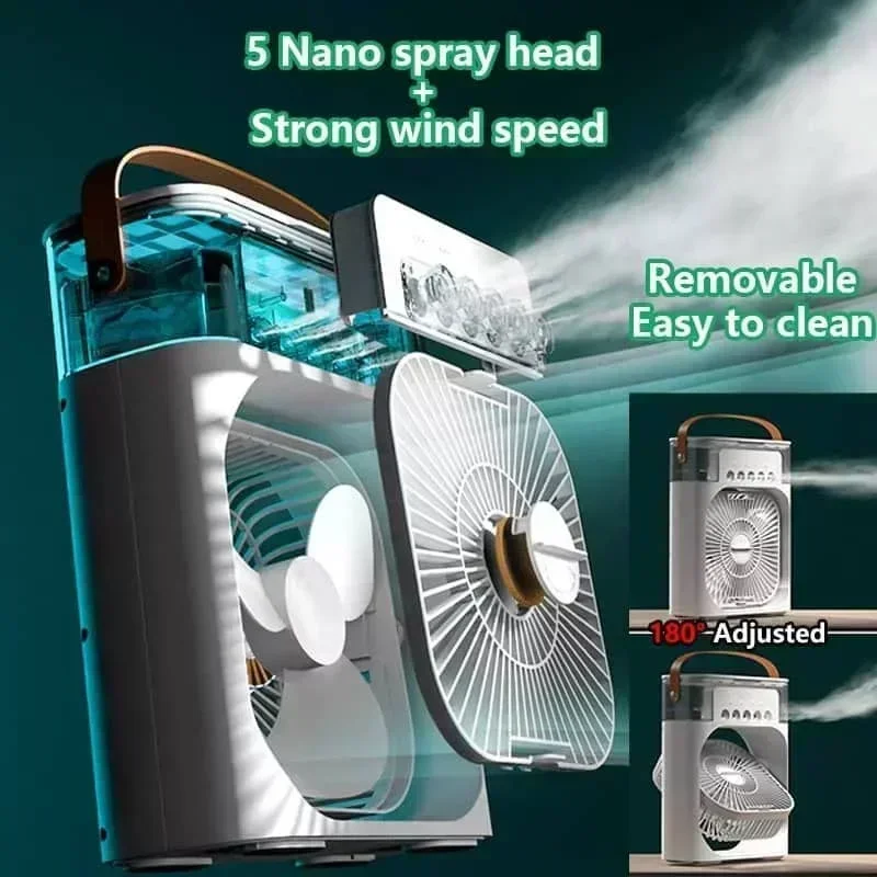 Nuovo 3 in 1 ventilatore condizionatore d'aria domestico piccolo dispositivo di raffreddamento dell'aria LED luce notturna umidificatore portatile ventola di regolazione dell'aria ventilatore per ufficio casa