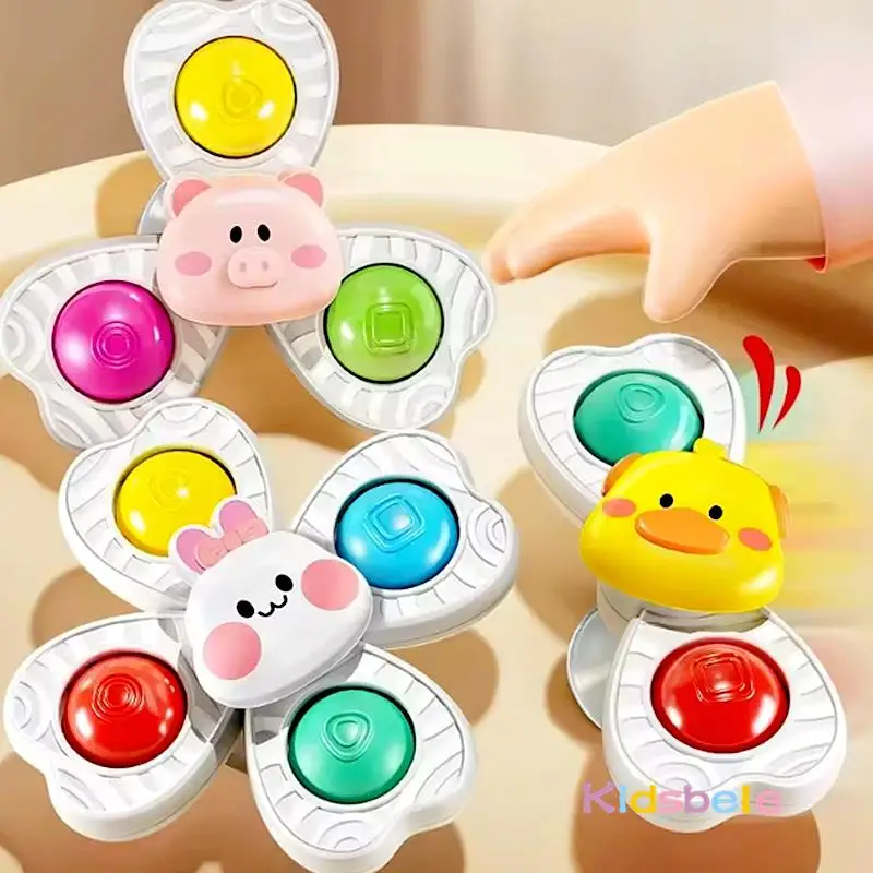 아기 빨판 Fidget 회전 장난감 식탁 욕실 창 여행 재미 스피너 장난감 3 PCS 유아 감각 스트레스 릴리버 선물