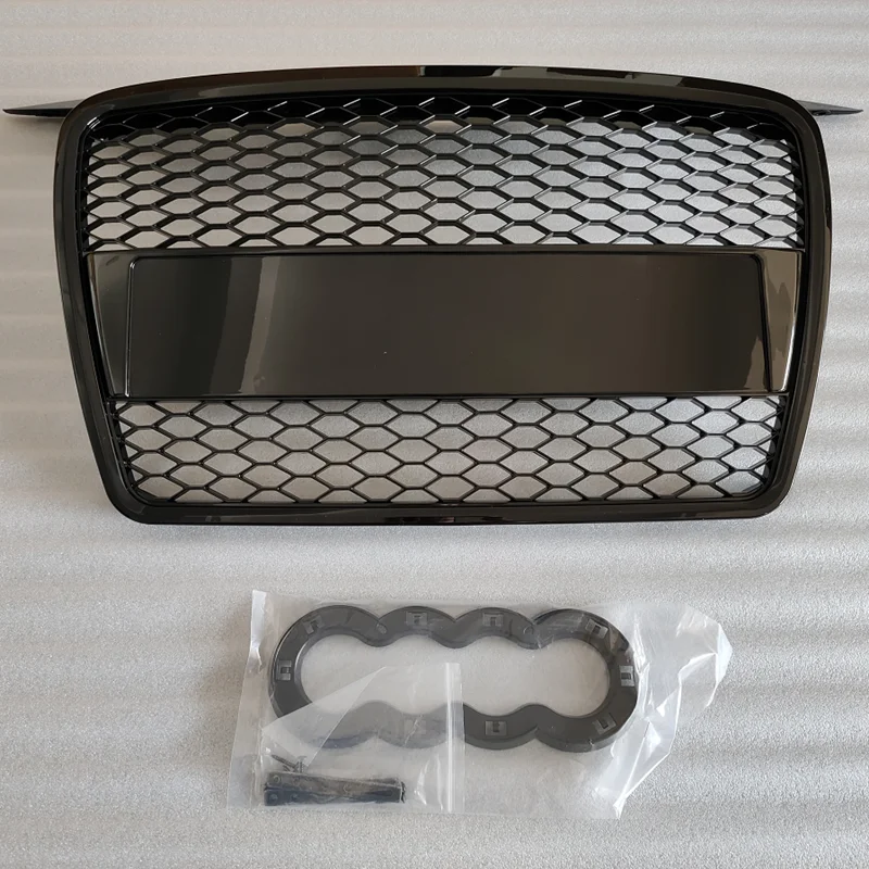 Kisi depan hitam berkualitas tinggi untuk Audi A3 2005-2007 Gril balap model sarang lebah Upgrade