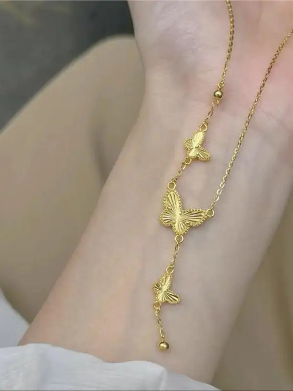Colar de franjas de aço titânio  IA BEAR para mulheres, acório de moda que não desbota, adequado para a temporada ...