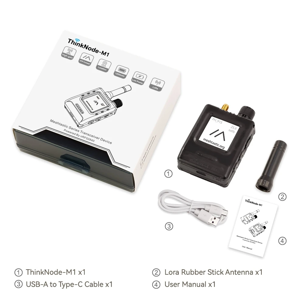 Elecrow ThinkNode-M1 Transceptor LoRa meshtástico nRF52840 Pantalla EPD de 1,54 "Función GPS en tiempo real Caja Opcional-868 MHz